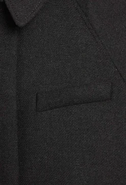 Shop Flecked Grey Wool Mid-Length Coat Women Jackets And Coats