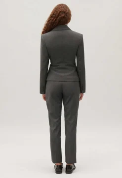 New Flecked Grey Wrapover Suit Jacket Women Blazers
