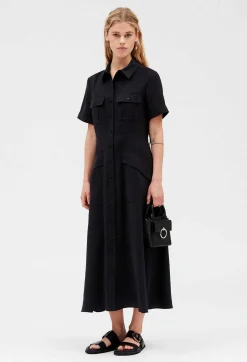 Best Sale Flowing Short-Sleeved Midi Dress Women Dresses