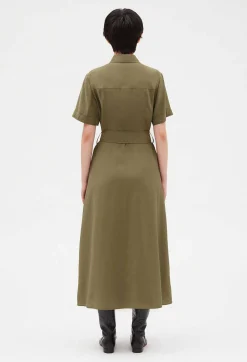 Clearance Flowing Short-Sleeved Midi Dress Women Dresses