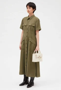 Clearance Flowing Short-Sleeved Midi Dress Women Dresses