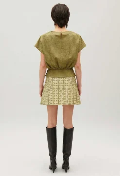Online Gathered Openwork Top Women Tops And Shirts