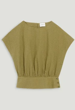 Online Gathered Openwork Top Women Tops And Shirts