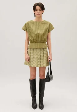 Online Gathered Openwork Top Women Tops And Shirts