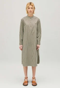 Sale Green Striped Maxi Dress Women Dresses