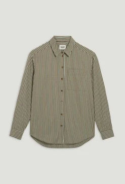 Best Sale Green Stripy Shirt Women Tops And Shirts
