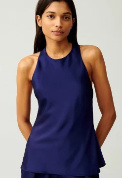 Fashion Indigo Backless Top Women Tops And Shirts