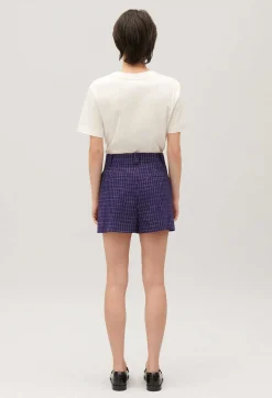 Store Indigo Checked Shorts Women Skirts And Shorts