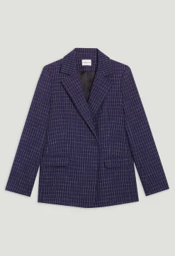 Flash Sale Indigo Checked Suit Jacket Women Blazers
