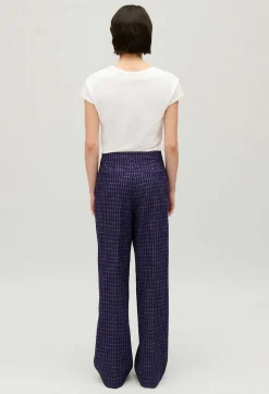 Flash Sale Indigo Checked Suit Trousers Women Jeans And Trousers
