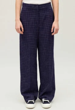Flash Sale Indigo Checked Suit Trousers Women Jeans And Trousers
