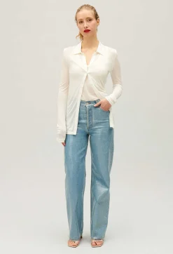 Fashion Jean With Claude Blue Glitter Effect Women Jeans And Trousers