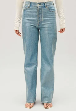 Fashion Jean With Claude Blue Glitter Effect Women Jeans And Trousers