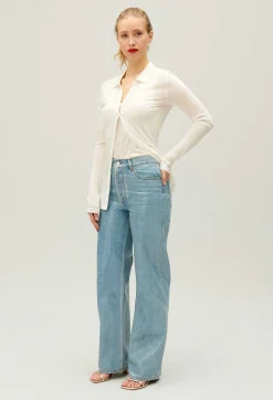 Fashion Jean With Claude Blue Glitter Effect Women Jeans And Trousers