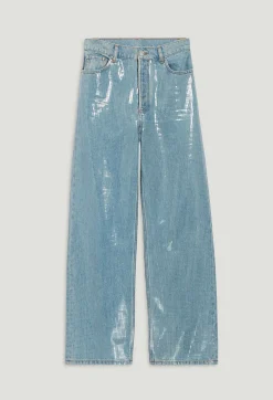 Fashion Jean With Claude Blue Glitter Effect Women Jeans And Trousers