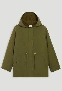 Online Khaki Reversible Hooded Parka Women Jackets And Coats