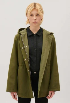 Online Khaki Reversible Hooded Parka Women Jackets And Coats