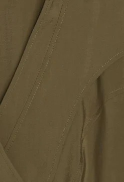Fashion Khaki Tie-Belt Dress Women Dresses