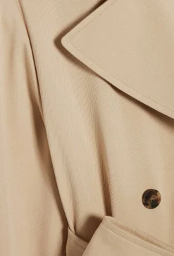 Clearance Long Beige Cotton Trench Coat Women Jackets And Coats