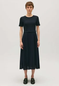 Fashion Long Dual-Fabric Twist Dress Women Dresses