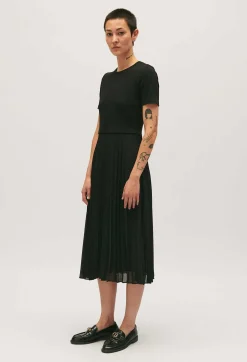 Cheap Long Dual-Fabric Twist Dress Women Dresses