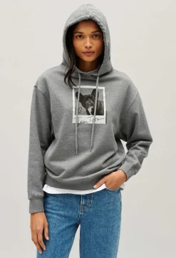 Best Sale Marled Grey Jean Toto Hooded Sweatshirt Women Sweaters And Cardigans