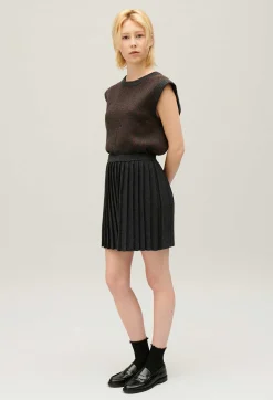 Outlet Marled Grey Pleated Short Skirt Women Skirts And Shorts