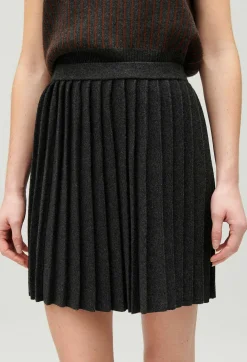 Outlet Marled Grey Pleated Short Skirt Women Skirts And Shorts
