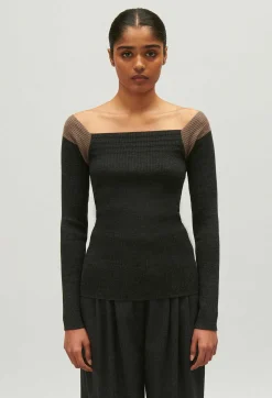 Hot Marled Grey Ribbed Jumper Women Sweaters And Cardigans