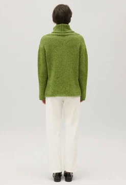 Hot Matcha Knitted Polo Neck Jumper Women Sweaters And Cardigans