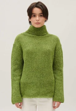 Hot Matcha Knitted Polo Neck Jumper Women Sweaters And Cardigans