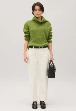 Hot Matcha Knitted Polo Neck Jumper Women Sweaters And Cardigans