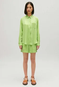 Cheap Matcha Striped Floaty Shirt Women Tops And Shirts