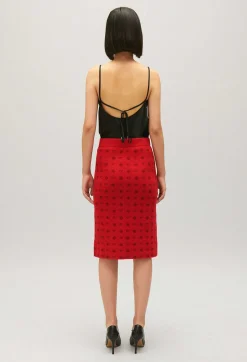 Flash Sale Mid-Length Red Knit Skirt Women Skirts And Shorts