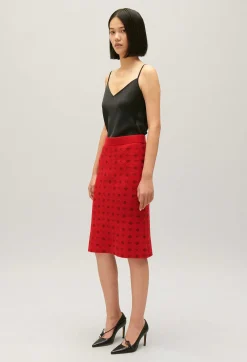 Flash Sale Mid-Length Red Knit Skirt Women Skirts And Shorts