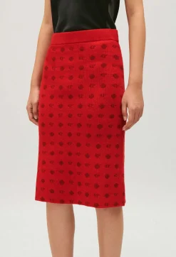 Flash Sale Mid-Length Red Knit Skirt Women Skirts And Shorts