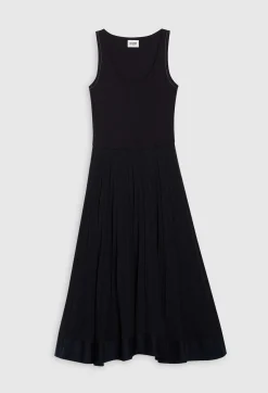 Hot Navy Blue Long Pleated Dress Women Dresses