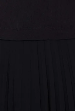 Hot Navy Blue Long Pleated Dress Women Dresses