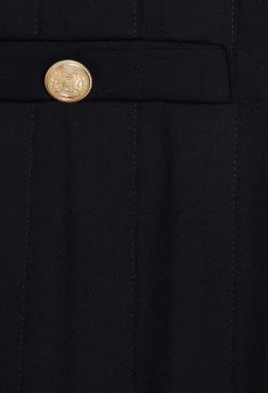 Best Sale Navy Blue Loose-Fit Creased Trousers Women Jeans And Trousers