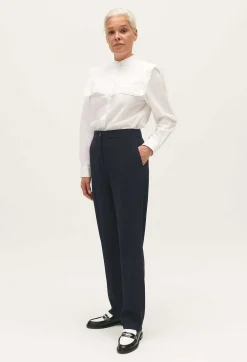 Hot Navy Blue Suit Trousers Women Jeans And Trousers