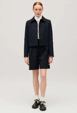Clearance Navy Boxy Jacket Women Blazers