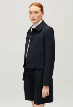Clearance Navy Boxy Jacket Women Blazers