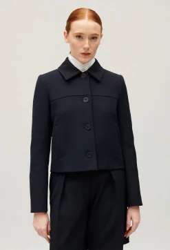 Clearance Navy Boxy Jacket Women Blazers