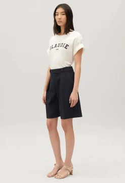 Store Navy Straight Bermuda Shorts Women Skirts And Shorts