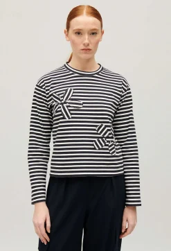 Best Sale Navy Striped T-Shirt Women T-Shirts