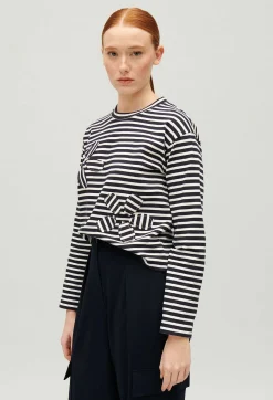 Best Sale Navy Striped T-Shirt Women T-Shirts