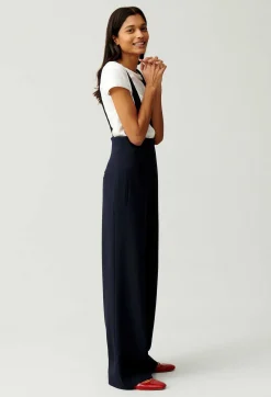 New Navy Trousers With Braces Women Jeans And Trousers