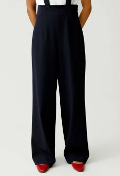 New Navy Trousers With Braces Women Jeans And Trousers