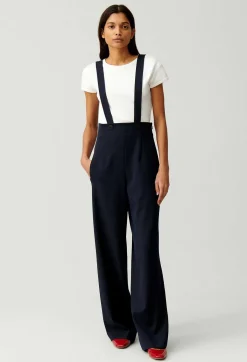New Navy Trousers With Braces Women Jeans And Trousers