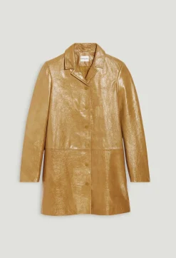 Cheap Ochre Yellow Long Leather Jacket Women Jackets And Coats